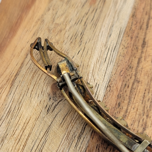 Beautiful Antique Late Edwardian Gold Filled Rhinestone C-Clasp Bar Brooch Pin - Picture 8 of 12